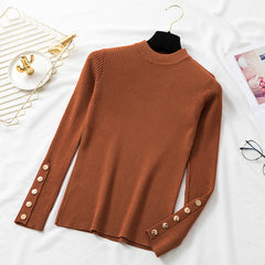 Autumn Women Long Sleeve Pure Slim Sweater Winter Knitted Turtleneck - Cick2Shop