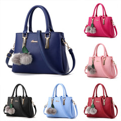 Luxury PU Leather Fake Designer Handbag With Hairball - Cick2Shop