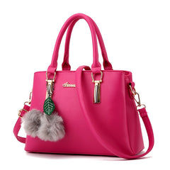 Luxury PU Leather Fake Designer Handbag With Hairball - Cick2Shop