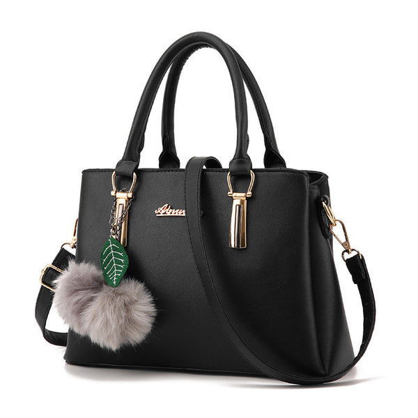 Luxury PU Leather Fake Designer Handbag With Hairball - Cick2Shop