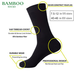 Match-Up  Men Bamboo Black Socks Breathable Anti-Bacterial High Quality Guarantee Business Socks - Cick2Shop