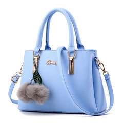 Luxury PU Leather Fake Designer Handbag With Hairball - Cick2Shop