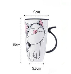 Hot sale 600ml Cartoon creative cat mug With Lid milk coffee mug for tea Porcelain travel Cup - Cick2Shop