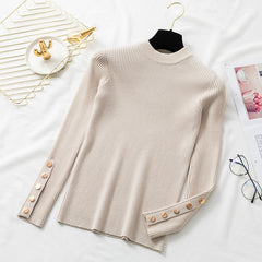 Autumn Women Long Sleeve Pure Slim Sweater Winter Knitted Turtleneck - Cick2Shop