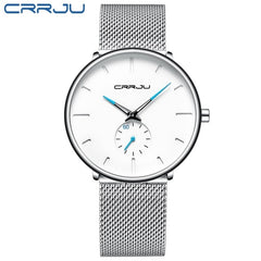 Crrju Fashion Mens Watches Top Brand Luxury Quartz Watch Men Casual Slim Mesh Steel Waterproof Sport Watch Relogio Masculino - Cick2Shop