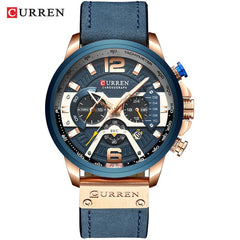 CURREN Casual Sport Watches for Men Blue Top Brand Luxury Military Leather Wrist Watch - Cick2Shop