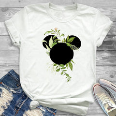 Women Fashion Graphic Flower Womens T-Shirt Cute Ear Tshirts Girl Laides Tumblr Tee Hipster Clothing Female T Shirt Print Tees - Cick2Shop