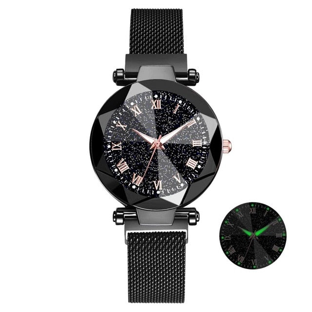 Luxury Starry Sky Stainless Steel Mesh Bracelet Watches For Women Crystal Analog Quartz Wristwatches Ladies Sports Dress Clock - Cick2Shop