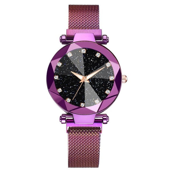 Luxury Starry Sky Stainless Steel Mesh Bracelet Watches For Women Crystal Analog Quartz Wristwatches Ladies Sports Dress Clock - Cick2Shop