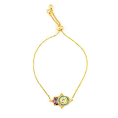 Hot Gold Zirconia Bracelet&bangle Women's Rainbow Shell Bracelet Luxury Adjustable heart Evil Eye Snake Chain Bracelet - Cick2Shop