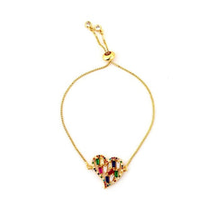 Hot Gold Zirconia Bracelet&bangle Women's Rainbow Shell Bracelet Luxury Adjustable heart Evil Eye Snake Chain Bracelet - Cick2Shop