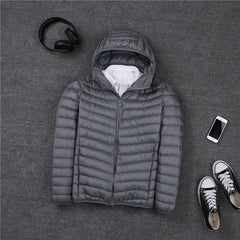 2019 Men Hooded ultraLight White Duck Down Jacket Warm Jacket Line Portable Package men pack jacket - Cick2Shop