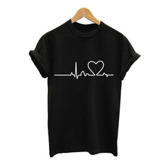 2019 Summer Couples Lovers T-Shirt for Women Casual White Tops Tshirt Women T Shirt Love Heart Embroidery Print T-Shirt Female - Cick2Shop