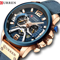 CURREN Casual Sport Watches for Men Blue Top Brand Luxury Military Leather Wrist Watch - Cick2Shop