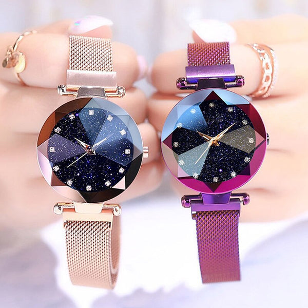 Luxury Starry Sky Stainless Steel Mesh Bracelet Watches For Women Crystal Analog Quartz Wristwatches Ladies Sports Dress Clock - Cick2Shop