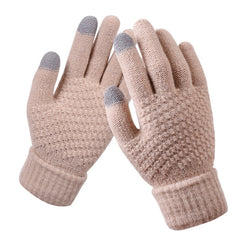 Winter Touch Screen Gloves Women Men Warm Stretch Knit Mittens Imitation Wool Full Finger Guantes Female Crochet Luvas Thicken - Cick2Shop