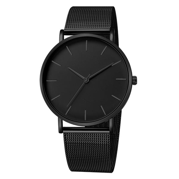 2020 fashion men watch Mesh Band Stainless Steel Quartz Wristwatch Business watches Luxury Black relogio masculino  watch men - Cick2Shop