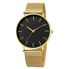 2020 fashion men watch Mesh Band Stainless Steel Quartz Wristwatch Business watches Luxury Black relogio masculino  watch men - Cick2Shop