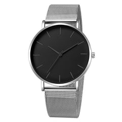 2020 fashion men watch Mesh Band Stainless Steel Quartz Wristwatch Business watches Luxury Black relogio masculino  watch men - Cick2Shop