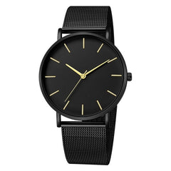 2020 fashion men watch Mesh Band Stainless Steel Quartz Wristwatch Business watches Luxury Black relogio masculino  watch men - Cick2Shop