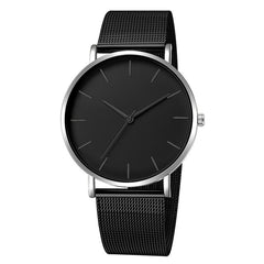 2020 fashion men watch Mesh Band Stainless Steel Quartz Wristwatch Business watches Luxury Black relogio masculino  watch men - Cick2Shop