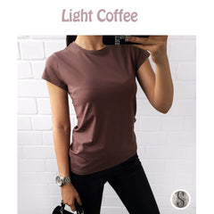 High Quality 18 Color S-3XL Plain T Shirt Women Cotton Elastic Basic T-shirts Female Casual Tops Short Sleeve T-shirt Women 002 - Cick2Shop