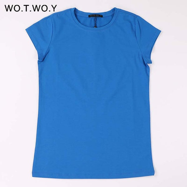 High Quality 18 Color S-3XL Plain T Shirt Women Cotton Elastic Basic T-shirts Female Casual Tops Short Sleeve T-shirt Women 002 - Cick2Shop