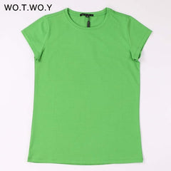 High Quality 18 Color S-3XL Plain T Shirt Women Cotton Elastic Basic T-shirts Female Casual Tops Short Sleeve T-shirt Women 002 - Cick2Shop