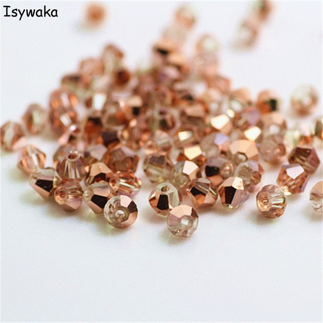 Isywaka Sale Red copper Color 100pcs 4mm Bicone Austria Crystal Beads charm Glass Bead Loose Spacer Bead for DIY Jewelry Making - Cick2Shop