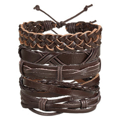 IF ME Vintage Leaf Feather Multilayer Leather Bracelet Men Fashion Braided Handmade Star Rope Wrap Bracelets & Bangles Male Gift - Cick2Shop