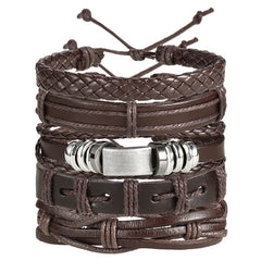 IF ME Vintage Leaf Feather Multilayer Leather Bracelet Men Fashion Braided Handmade Star Rope Wrap Bracelets & Bangles Male Gift - Cick2Shop