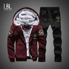 Winter Inner Fleece Hoodies Men 2018 Casual Hooded Warm Sweatshirts Male Thicken Tracksuit 2PC Jacket+Pant Men Moleton Masculino - Cick2Shop