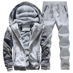 Winter Inner Fleece Hoodies Men 2018 Casual Hooded Warm Sweatshirts Male Thicken Tracksuit 2PC Jacket+Pant Men Moleton Masculino - Cick2Shop