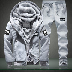 Winter Inner Fleece Hoodies Men 2018 Casual Hooded Warm Sweatshirts Male Thicken Tracksuit 2PC Jacket+Pant Men Moleton Masculino - Cick2Shop