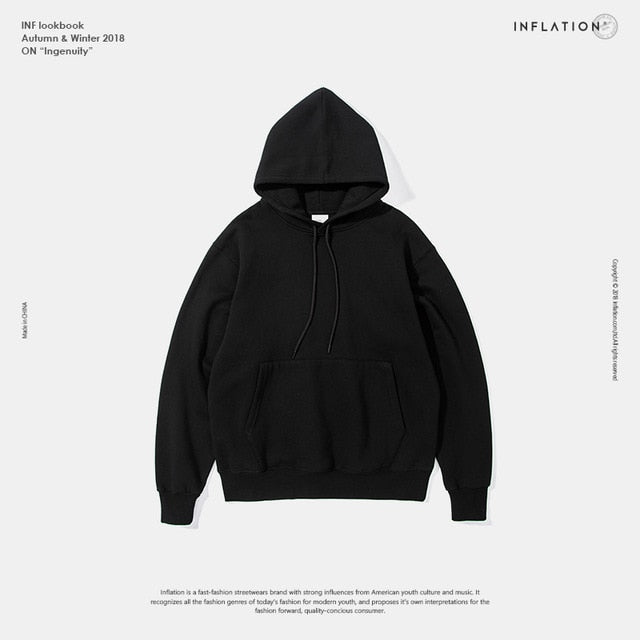 INFLATION 2019 Autumn Mens Thick Fleece Hoodies Hip Hop Pure Hoodies Thick Velvet Fabrics Winter Hoodies For Men Women 167W17 - Cick2Shop