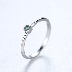 CZCITY Genuine 925 Sterling Silver VVS Green Topaz Wedding Rings for Women Minimalist Thin Circle Gem Rings Jewelry Carving S925 - Cick2Shop