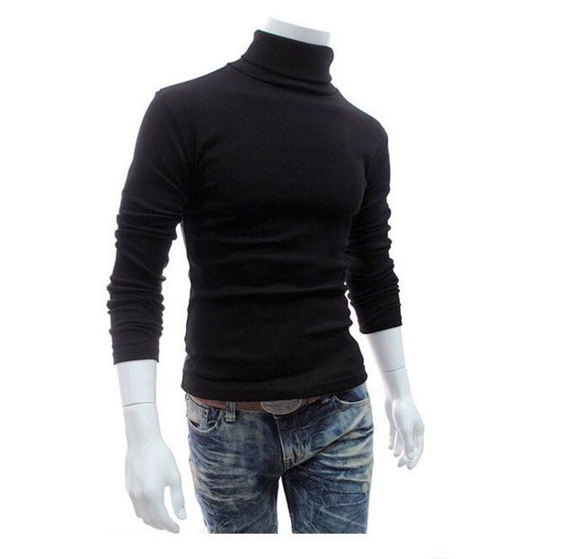 2019 New Autumn Winter Men'S Sweater Men'S Turtleneck Solid Color Casual Sweater Men's Slim Fit Brand Knitted Pullovers - Cick2Shop