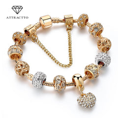 ATTRACTTO Luxury Crystal Heart Charm Bracelets&Bangles Gold Bracelets For Women Jewellery Pulseira Feminina Bracelet Sbr170020 - Cick2Shop