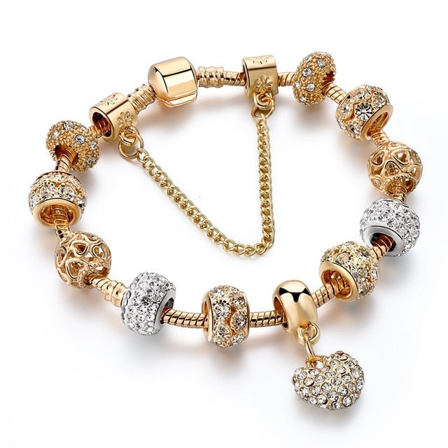 ATTRACTTO Luxury Crystal Heart Charm Bracelets&Bangles Gold Bracelets For Women Jewellery Pulseira Feminina Bracelet Sbr170020 - Cick2Shop