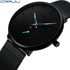 Crrju Fashion Mens Watches Top Brand Luxury Quartz Watch Men Casual Slim Mesh Steel Waterproof Sport Watch Relogio Masculino - Cick2Shop